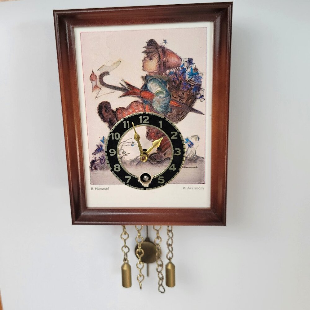 Ars Sacra Hummel Wind Up Mini/Miniature Wall Clock West Germany 4.25"x3.25" VTG